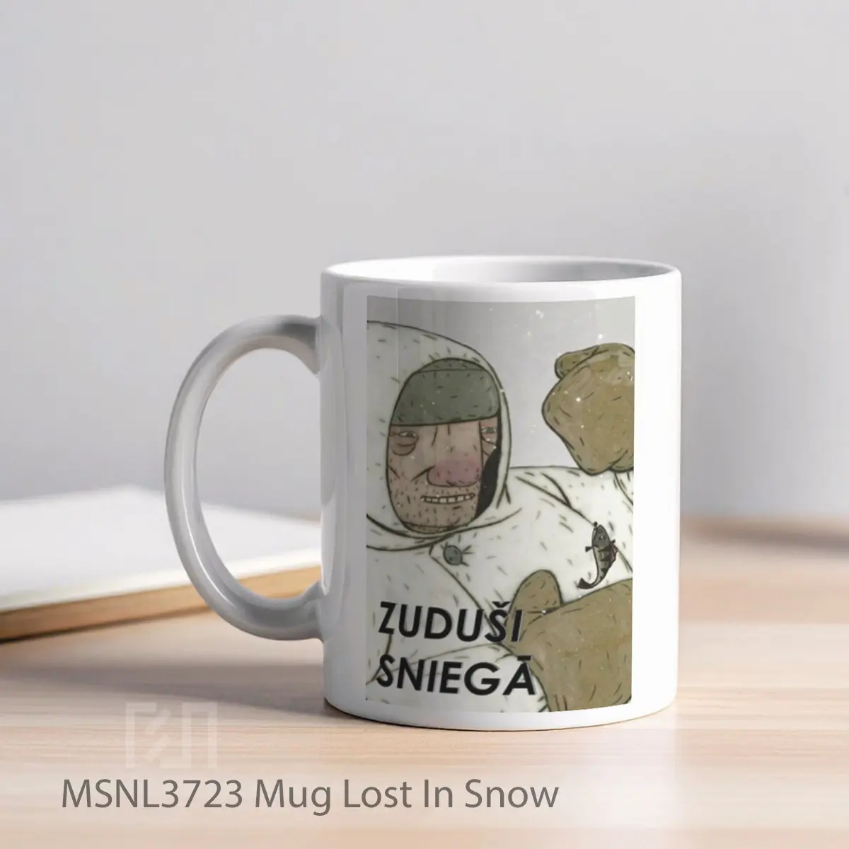Mug Lost In Snow Gelas Keramik Tema Film MSNL3723 - Tampak Kiri