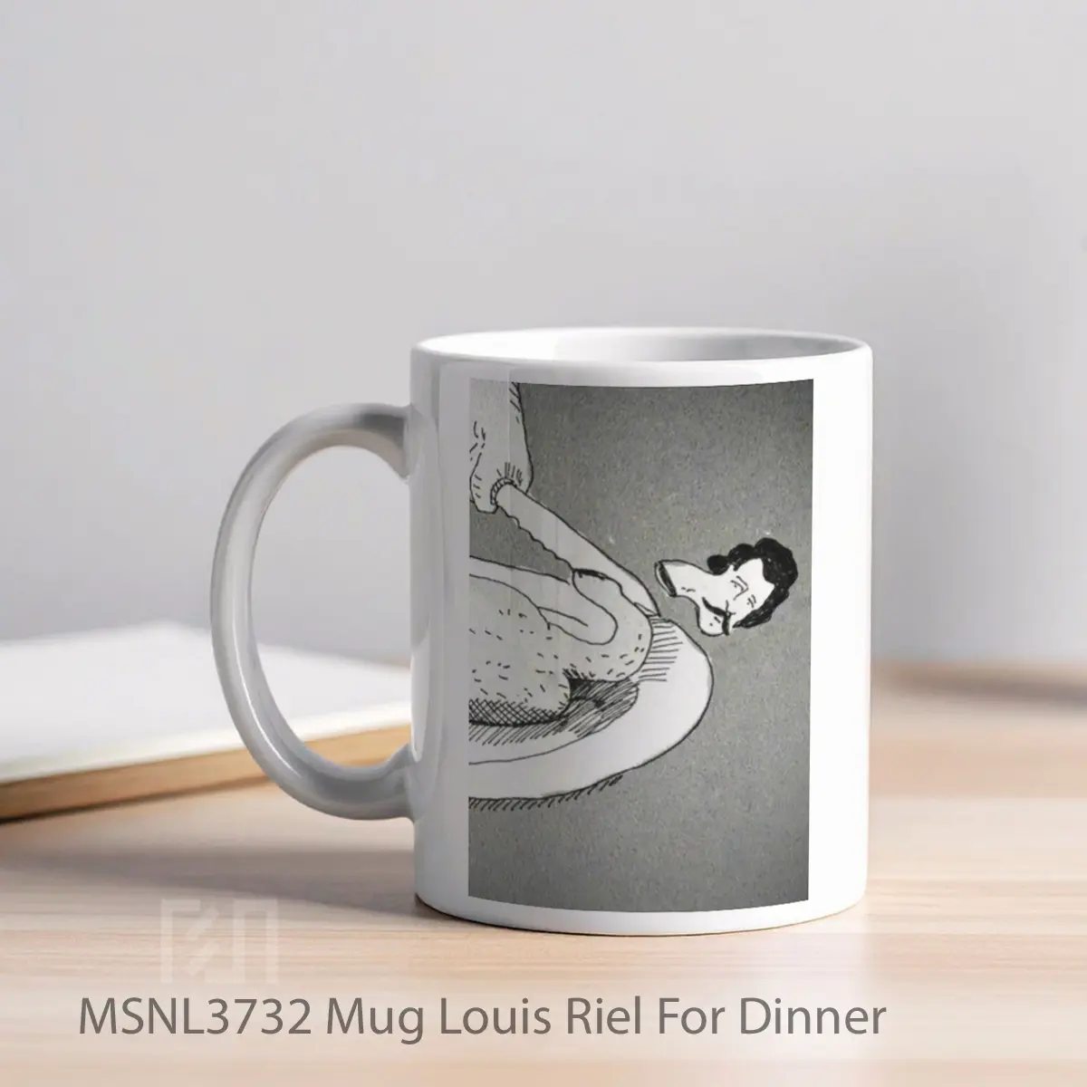 Mug Louis Riel For Dinner Gelas Keramik Tema Film MSNL3732 - Tampak Kiri