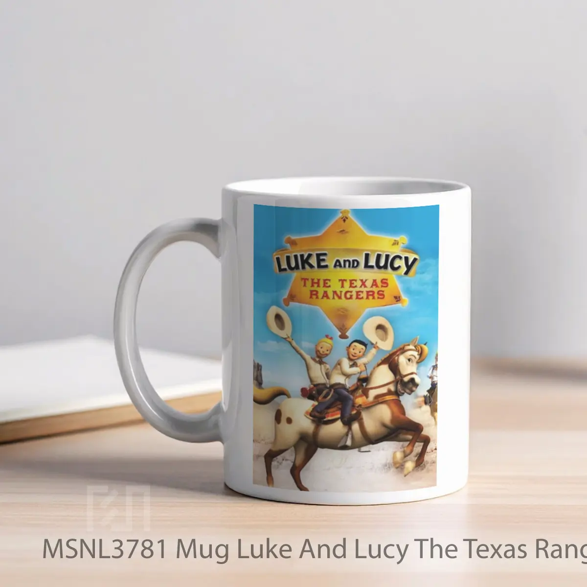 Mug Luke And Lucy The Texas Rangers Gelas Keramik Tema Film MSNL3781 - Tampak Kiri