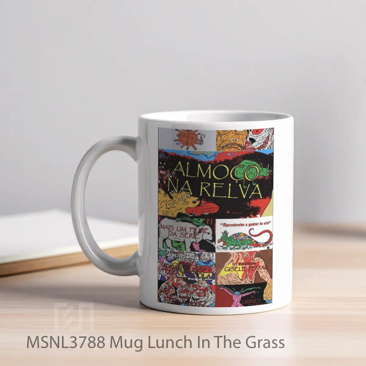 Mug Lunch In The Grass Gelas Keramik Tema Film MSNL3788 - Tampak Kiri