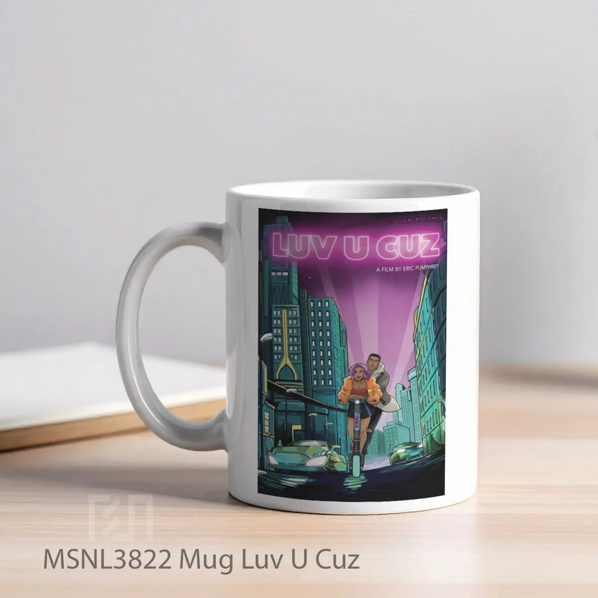 Mug Luv U Cuz Gelas Keramik Tema Film MSNL3822 - Tampak Kiri
