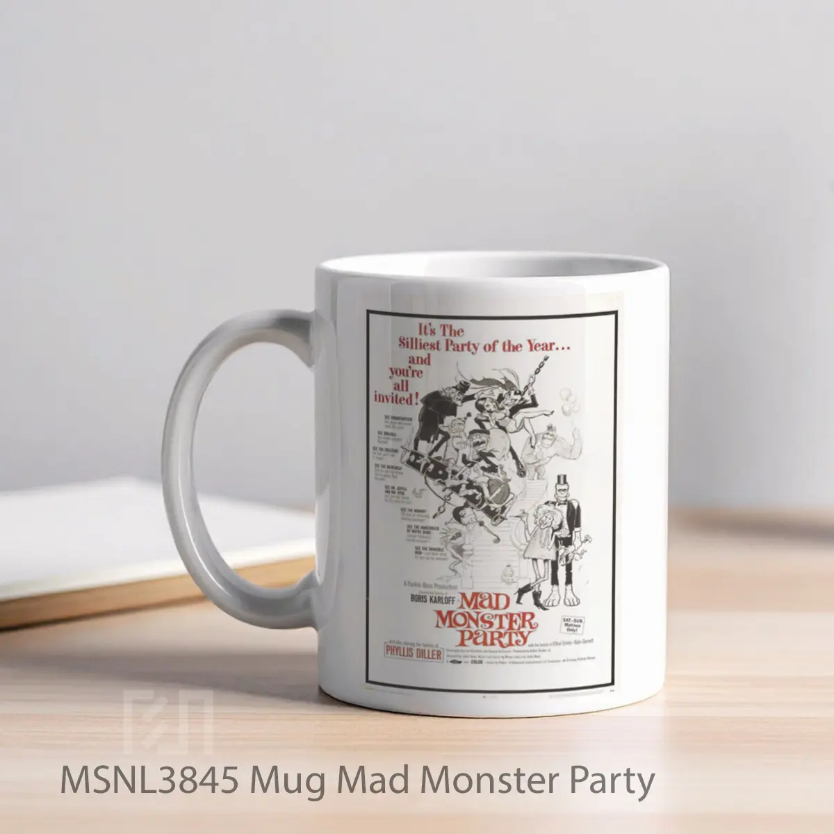 Mug Mad Monster Party Gelas Keramik Tema Film MSNL3845 - Tampak Kiri