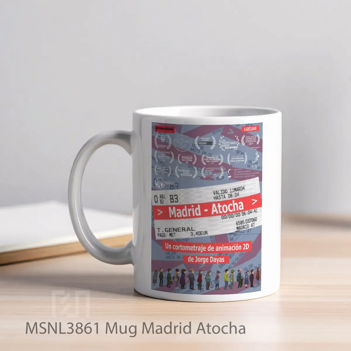 Mug Madrid Atocha Gelas Keramik Tema Film MSNL3861 - Tampak Kiri