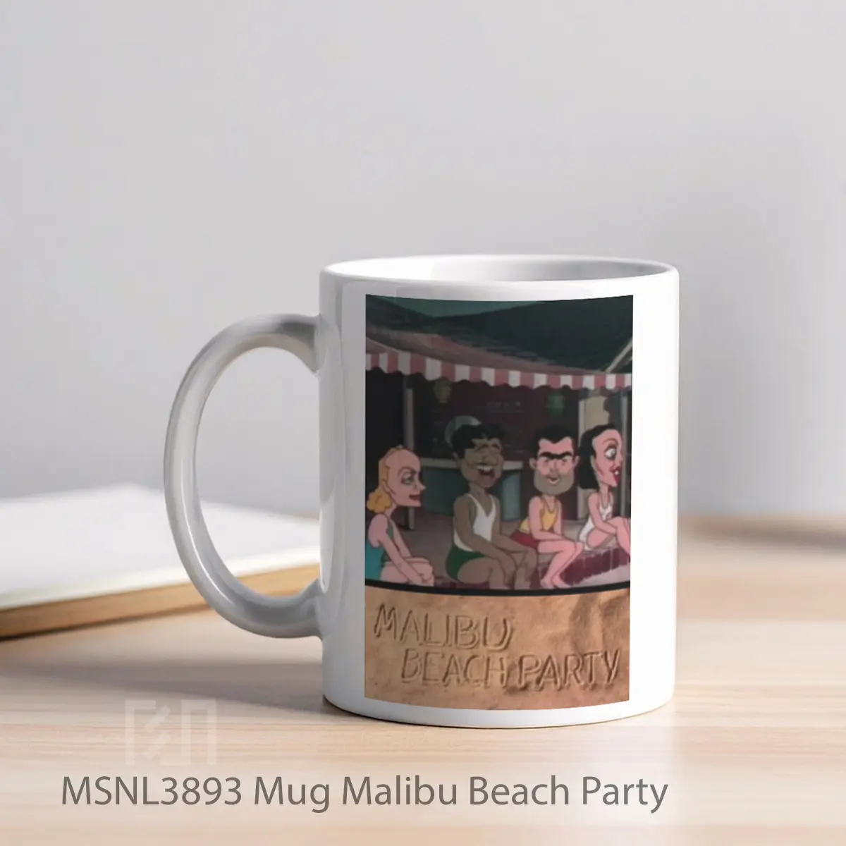 Mug Malibu Beach Party Gelas Keramik Tema Film MSNL3893 - Tampak Kiri