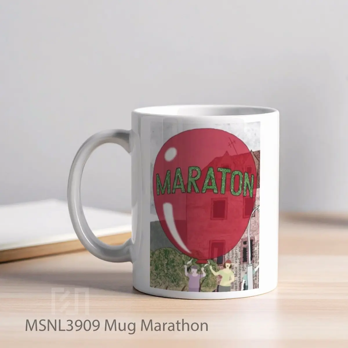 Mug Marathon Gelas Keramik Tema Film MSNL3909 - Tampak Kiri