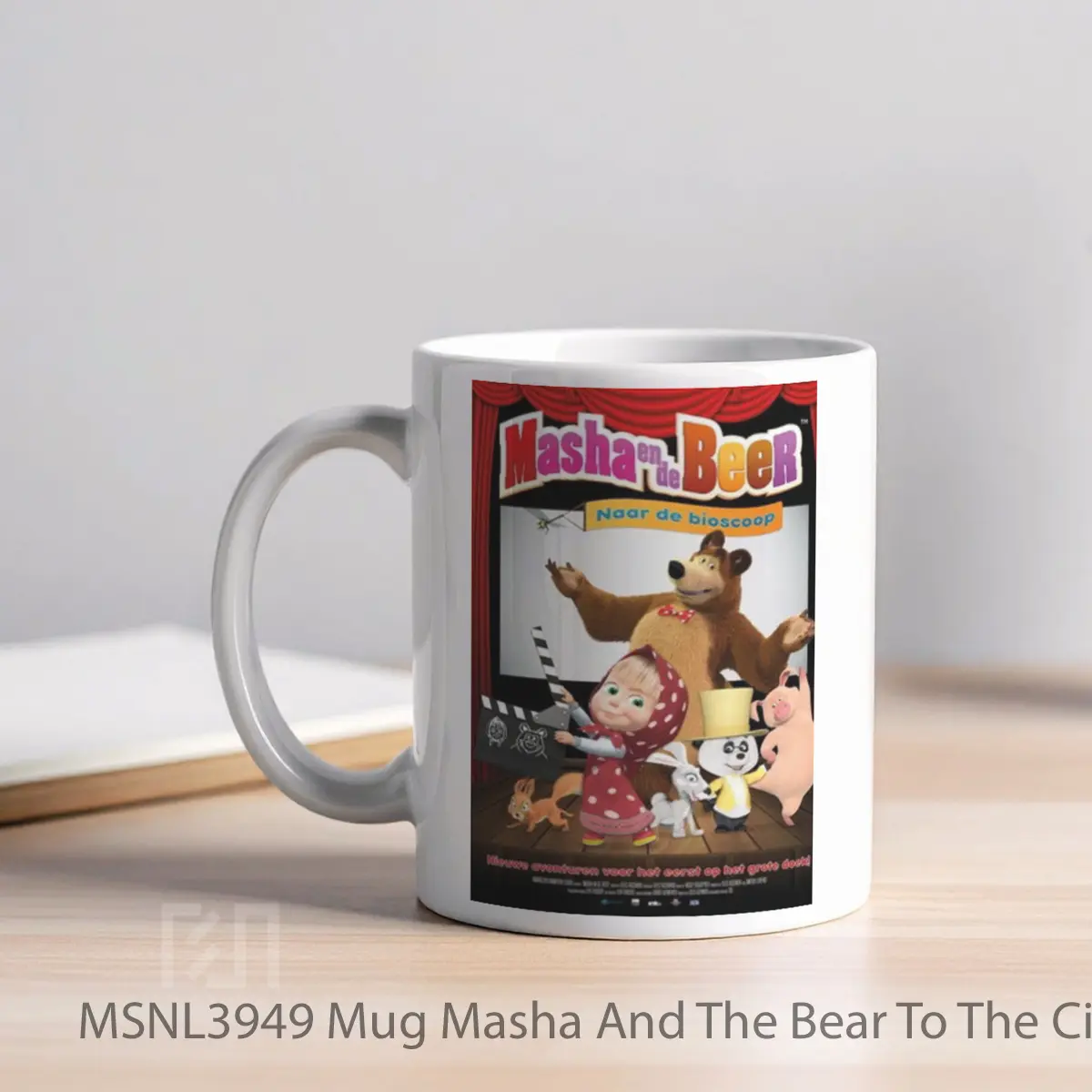 Mug Masha And The Bear To The Cinema Gelas Keramik Tema Film MSNL3949 - Tampak Kiri