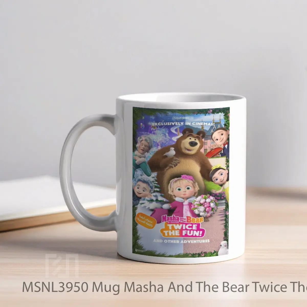 Mug Masha And The Bear Twice The Fun Gelas Keramik Tema Film MSNL3950 - Tampak Kiri
