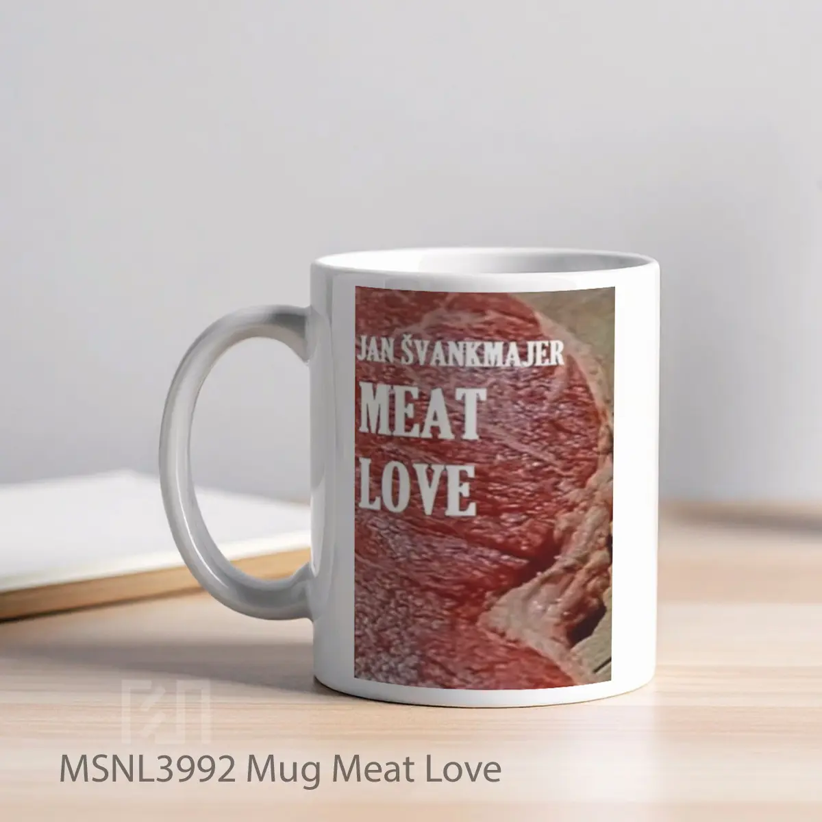 Mug Meat Love Gelas Keramik Tema Film MSNL3992 - Tampak Kiri