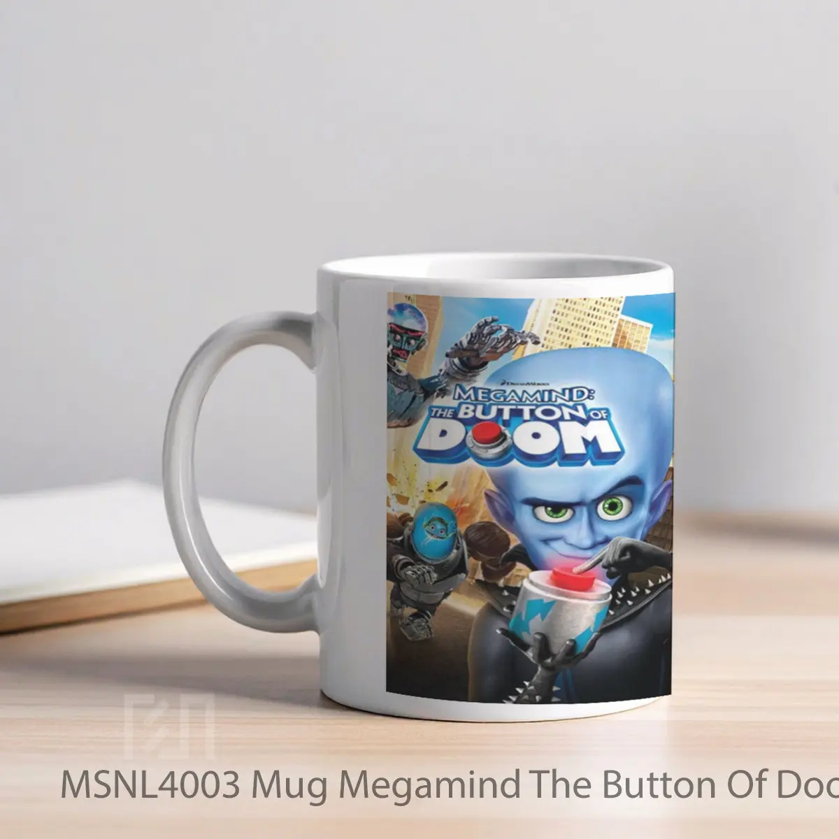 Mug Megamind The Button Of Doom Gelas Keramik Tema Film MSNL4003 - Tampak Kiri