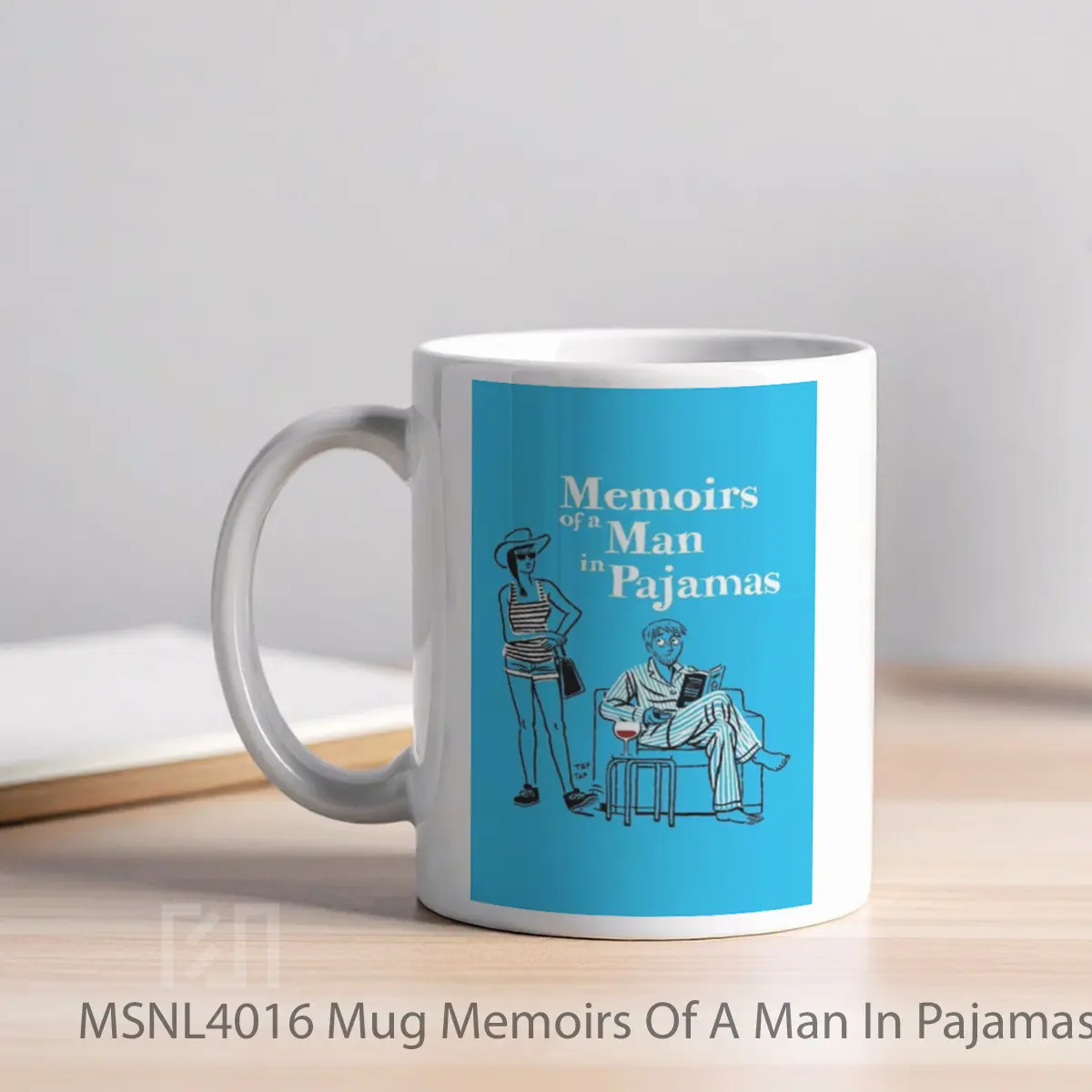 Mug Memoirs Of A Man In Pajamas Gelas Keramik Tema Film MSNL4016 - Tampak Kiri