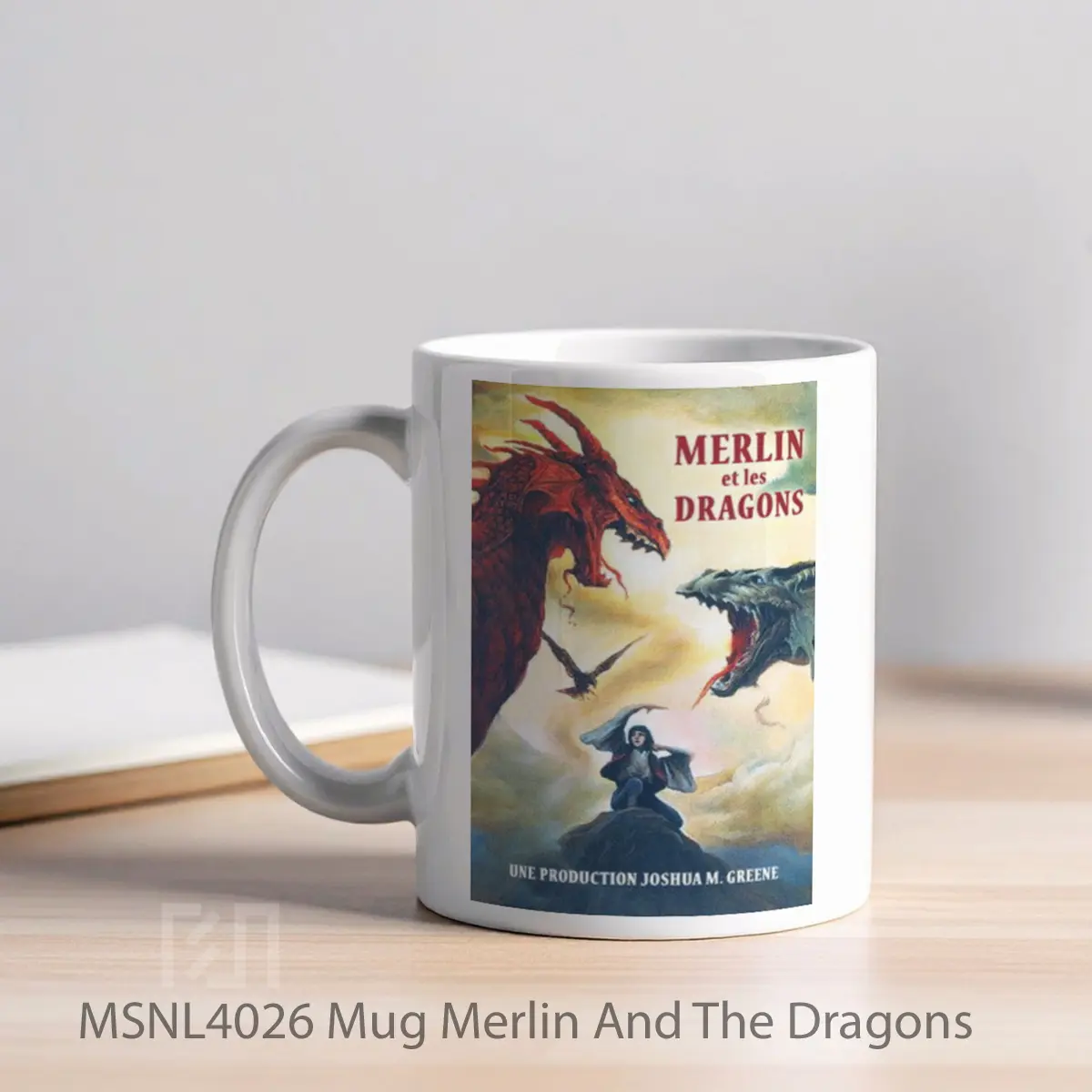 Mug Merlin And The Dragons Gelas Keramik Tema Film MSNL4026 - Tampak Kiri