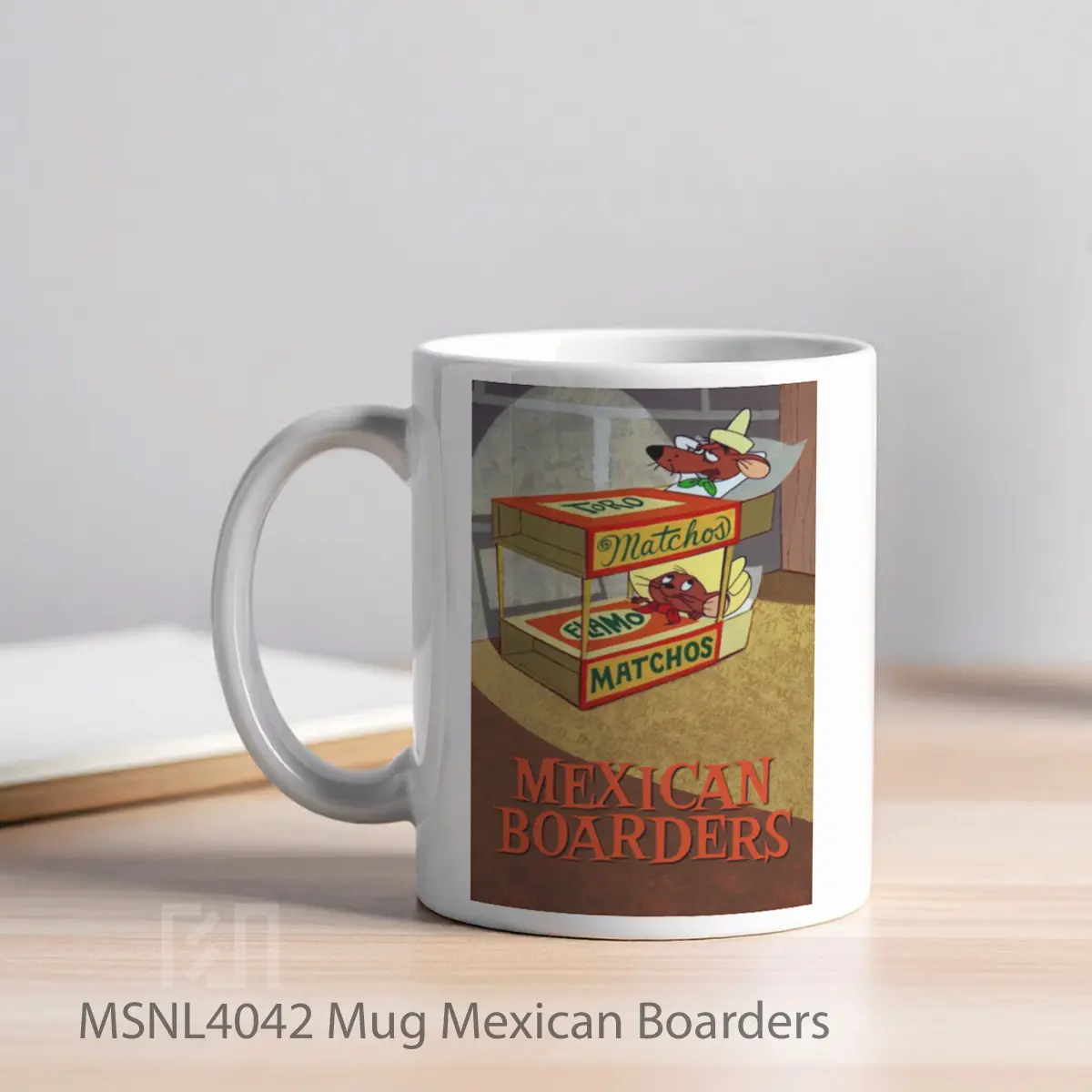 Mug Mexican Boarders Gelas Keramik Tema Film MSNL4042 - Tampak Kiri