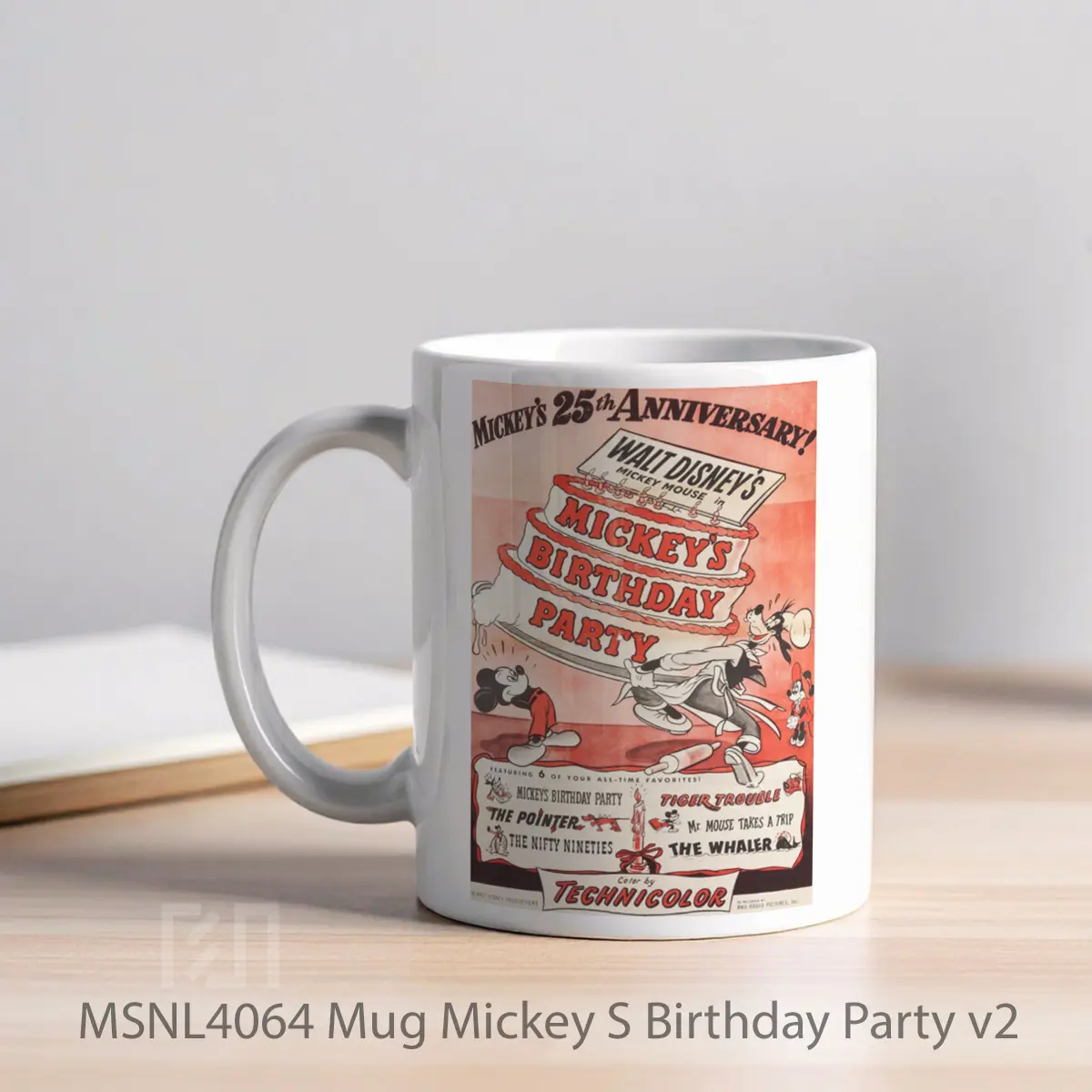 Mug Mickey S Birthday Party V2 Gelas Keramik Tema Film MSNL4064 - Tampak Kiri