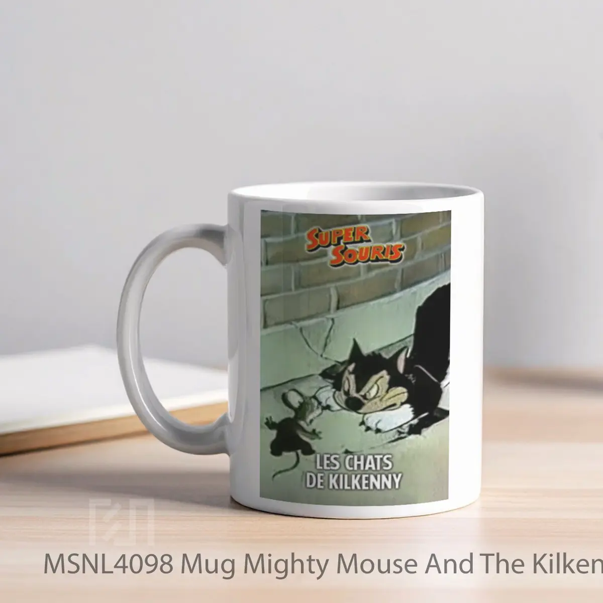 Mug Mighty Mouse And The Kilkenny Cats Gelas Keramik Tema Film MSNL4098 - Tampak Kiri
