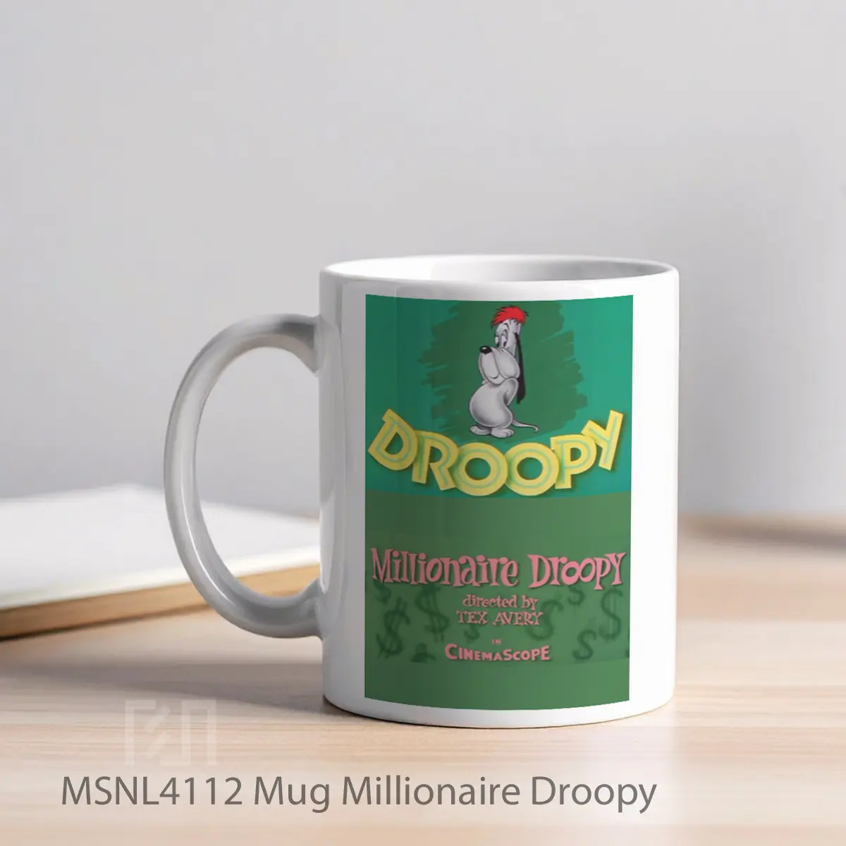 Mug Millionaire Droopy Gelas Keramik Tema Film MSNL4112 - Tampak Kiri