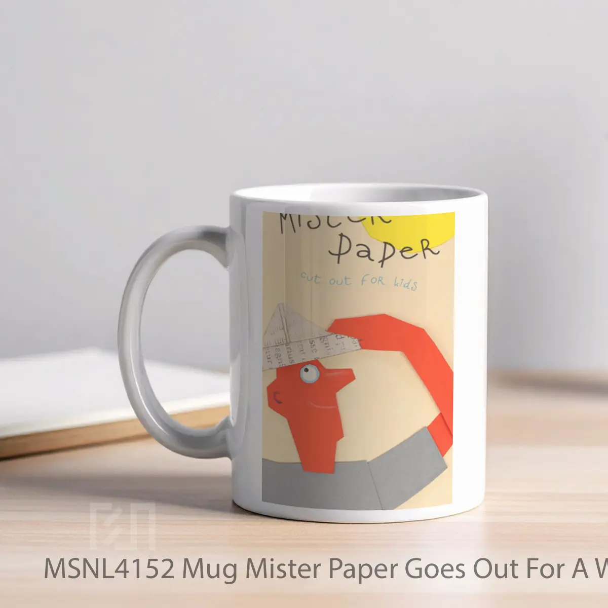 Mug Mister Paper Goes Out For A Walk Gelas Keramik Tema Film MSNL4152 - Tampak Kiri