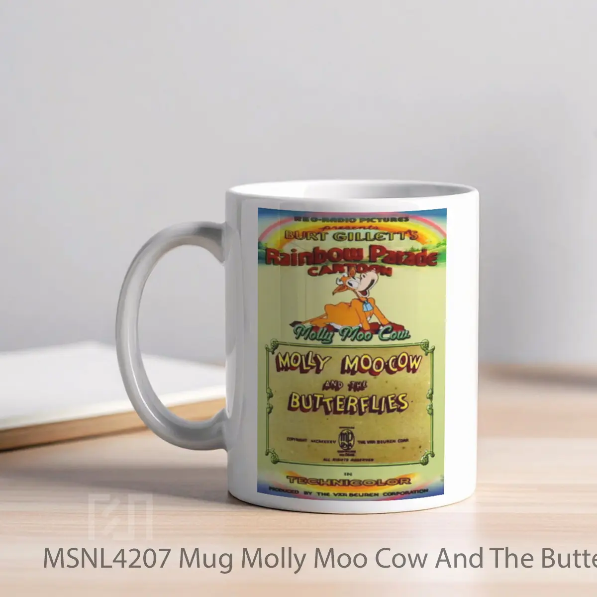 Mug Molly Moo Cow And The Butterflies Gelas Keramik Tema Film MSNL4207 - Tampak Kiri