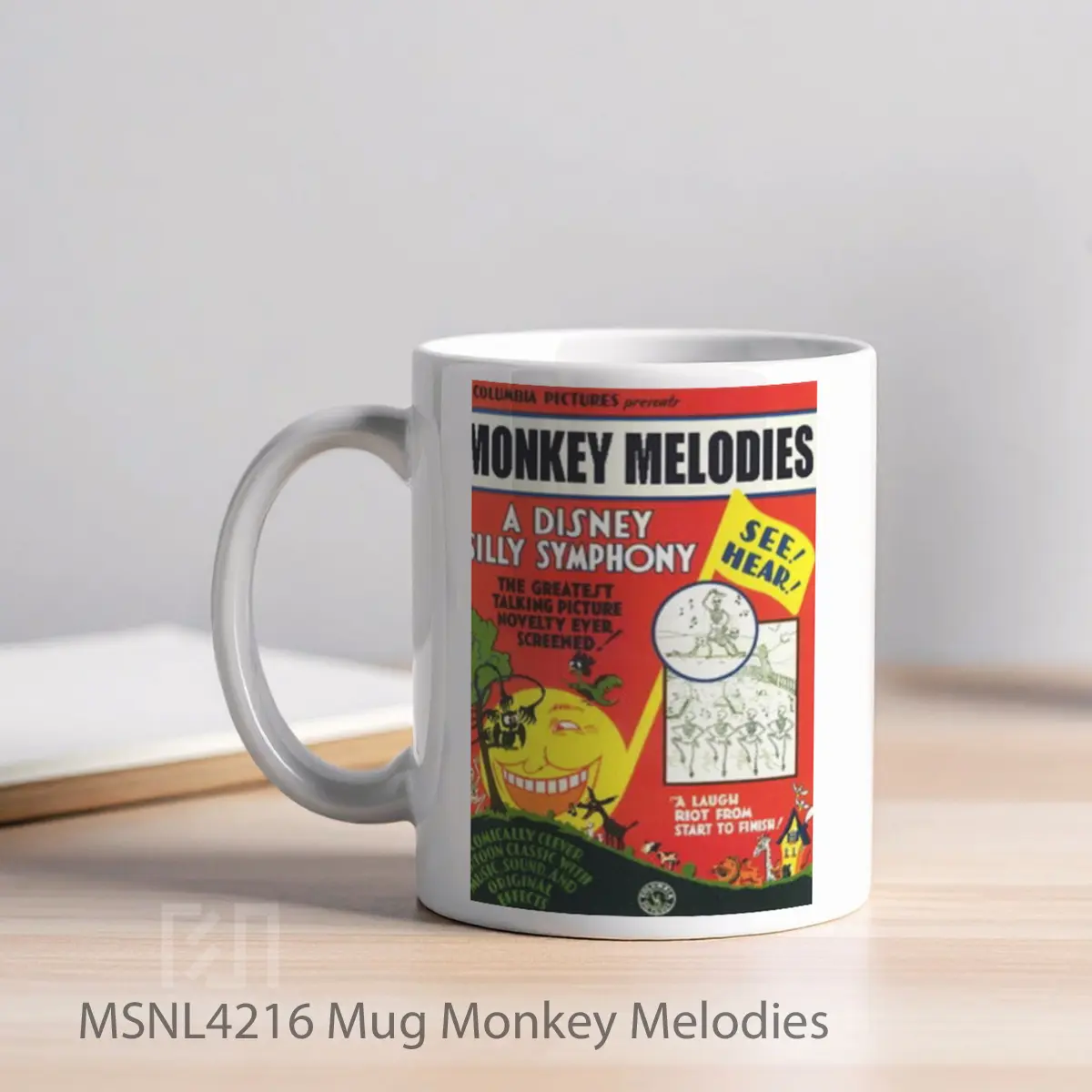 Mug Monkey Melodies Gelas Keramik Tema Film MSNL4216 - Tampak Kiri