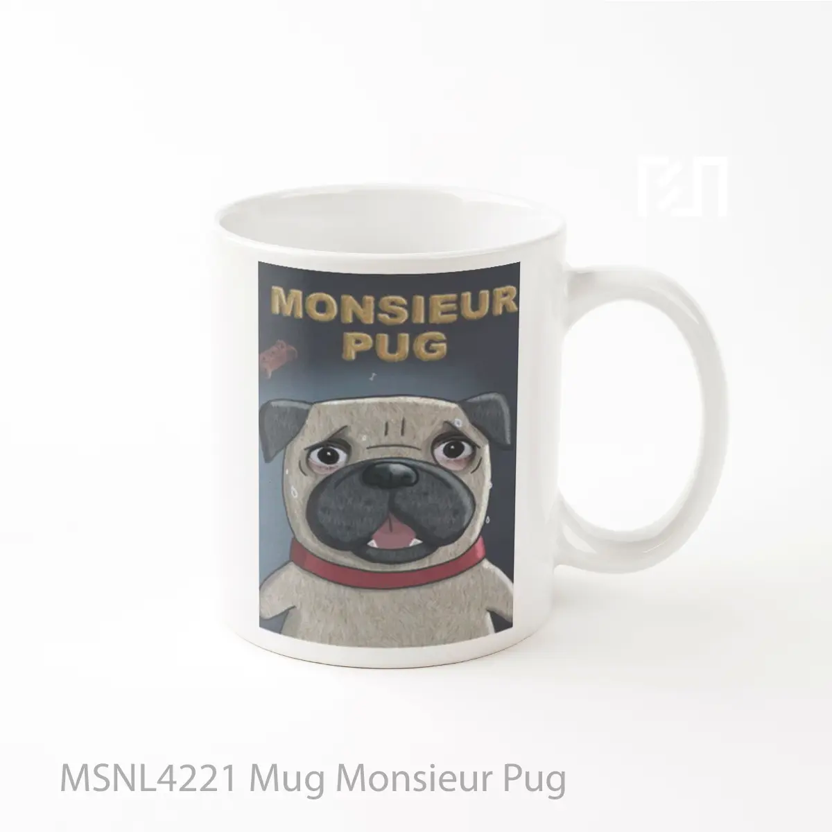 Mug Monsieur Pug Gelas Keramik Tema Film MSNL4221