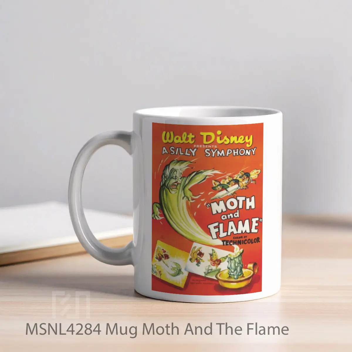 Mug Moth And The Flame Gelas Keramik Tema Film MSNL4284 - Tampak Kiri