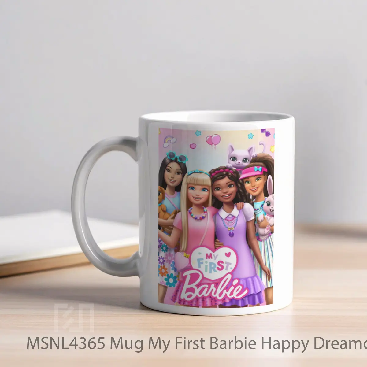 Mug My First Barbie Happy Dreamday Gelas Keramik Tema Film MSNL4365 - Tampak Kiri