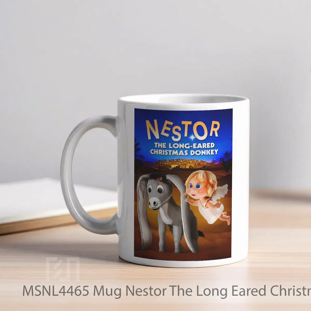 Mug Nestor The Long Eared Christmas Donkey Gelas Keramik Tema Film MSNL4465 - Tampak Kiri