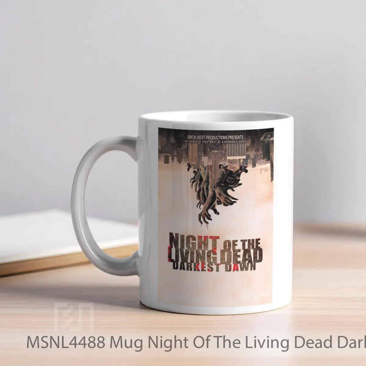 Mug Night Of The Living Dead Darkest Dawn Gelas Keramik Tema Film MSNL4488 - Tampak Kiri