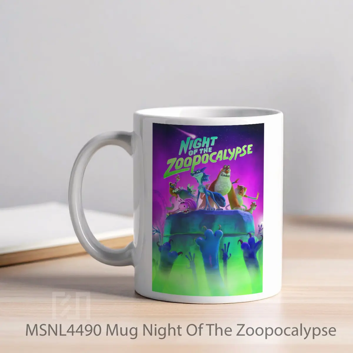 Mug Night Of The Zoopocalypse Gelas Keramik Tema Film MSNL4490 - Tampak Kiri