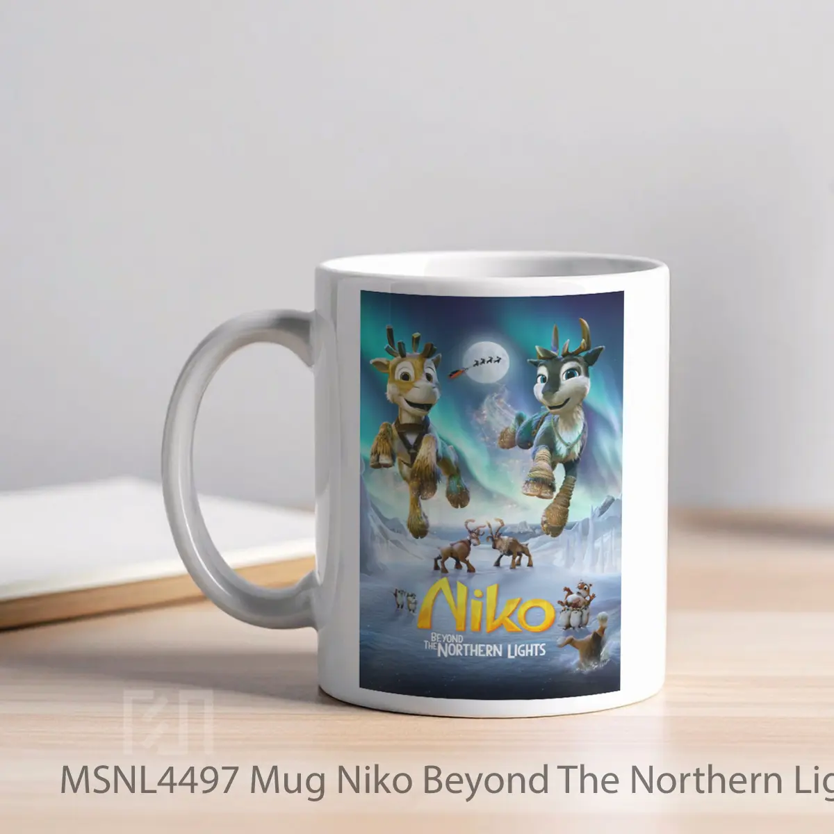 Mug Niko Beyond The Northern Lights Gelas Keramik Tema Film MSNL4497 - Tampak Kiri