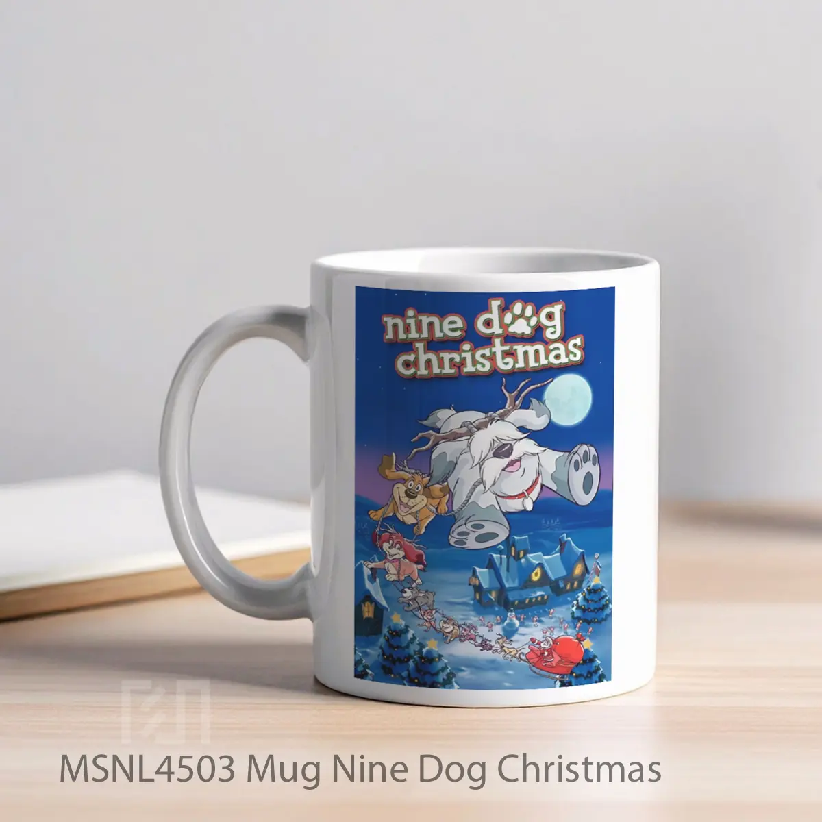 Mug Nine Dog Christmas Gelas Keramik Tema Film MSNL4503 - Tampak Kiri