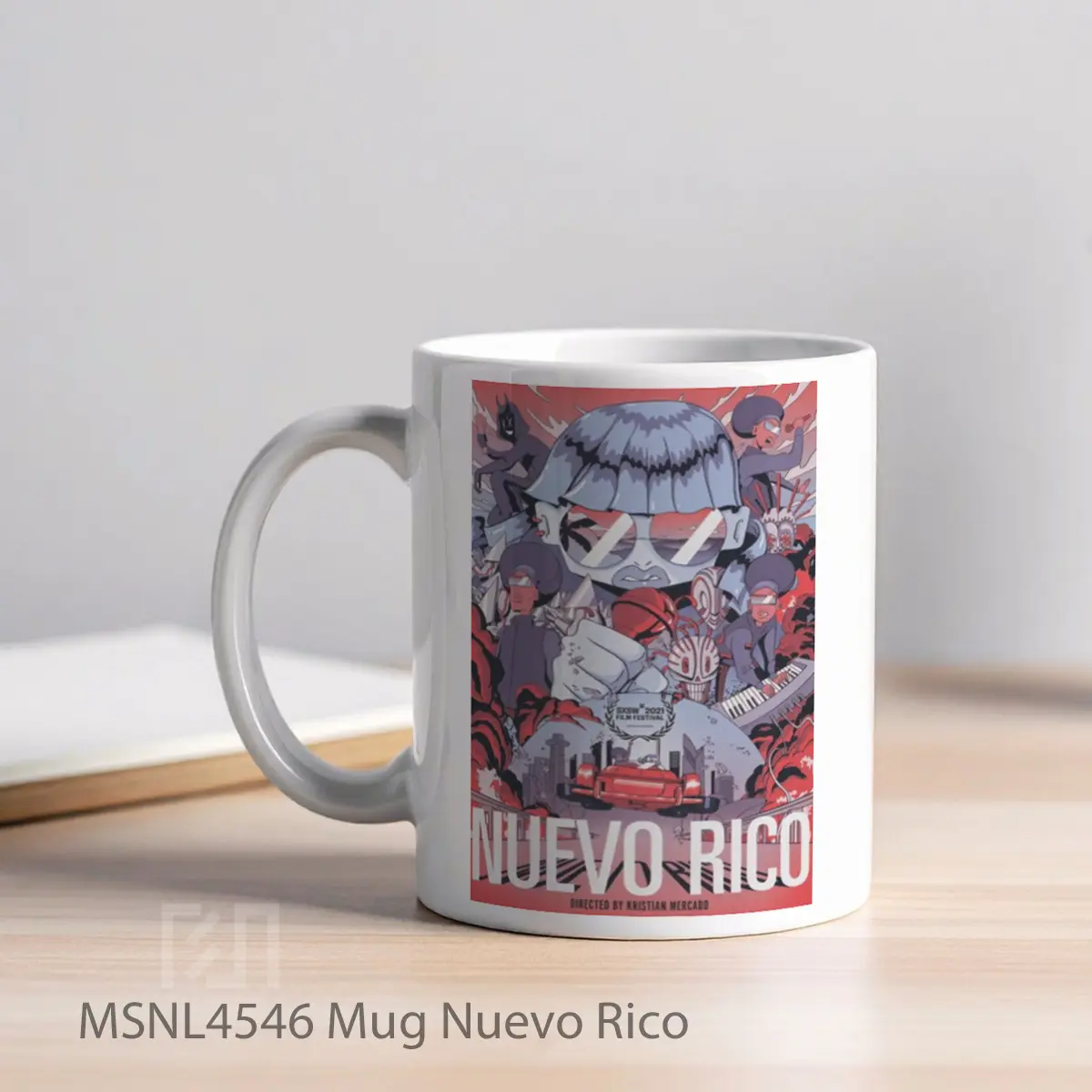 Mug Nuevo Rico Gelas Keramik Tema Film MSNL4546 - Tampak Kiri