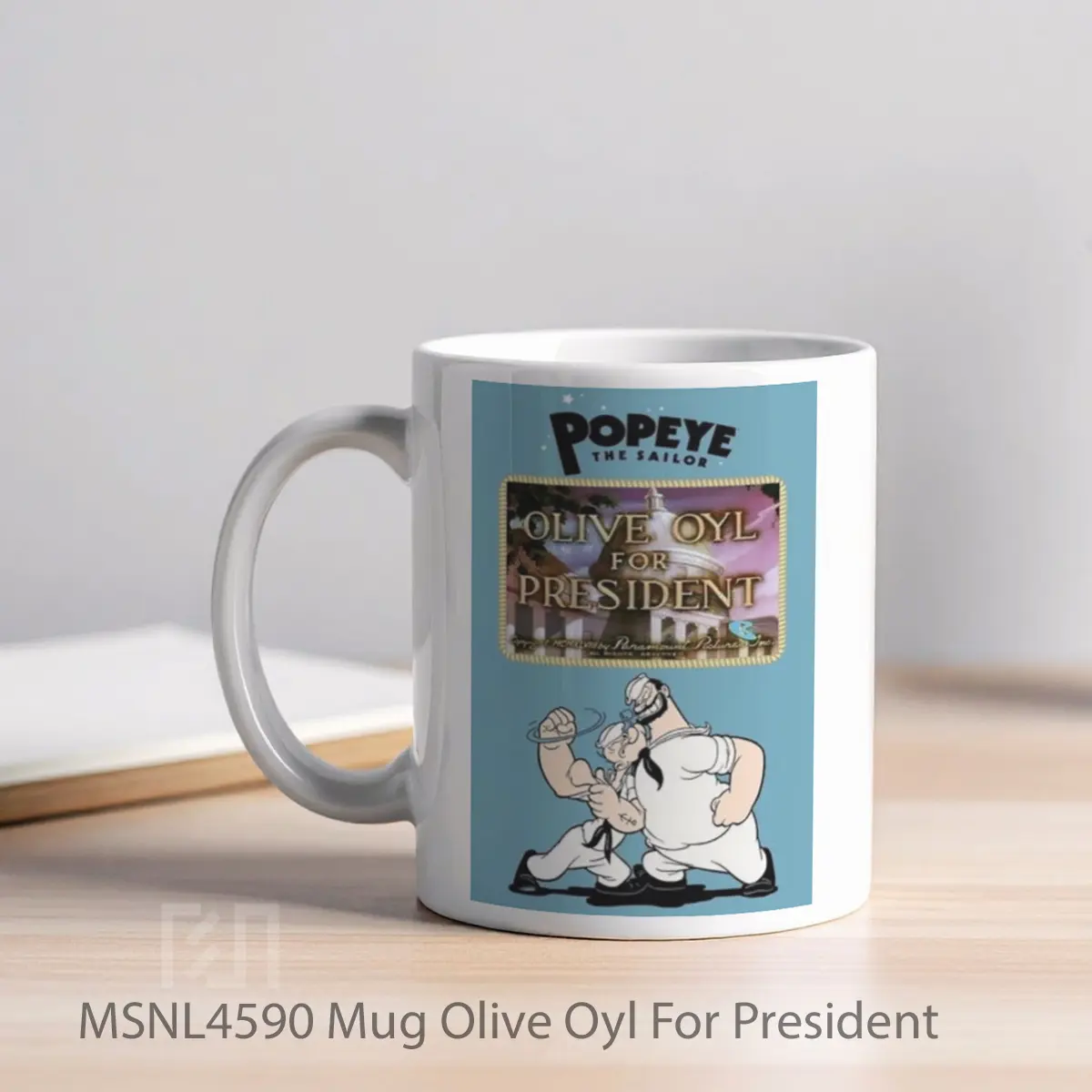 Mug Olive Oyl For President Gelas Keramik Tema Film MSNL4590 - Tampak Kiri