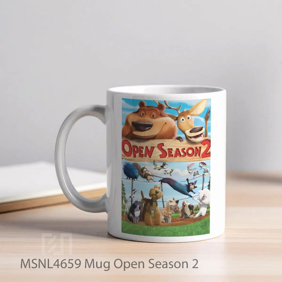 Mug Open Season 2 Gelas Keramik Tema Film MSNL4659 - Tampak Kiri