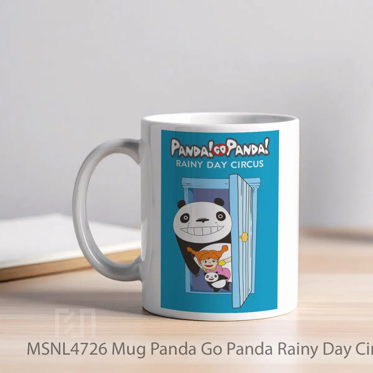 Mug Panda Go Panda Rainy Day Circus Gelas Keramik Tema Film MSNL4726 - Tampak Kiri