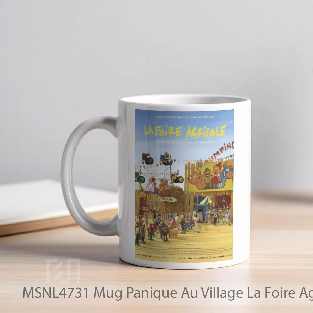 Mug Panique Au Village La Foire Agricole Gelas Keramik Tema Film MSNL4731 - Tampak Kiri