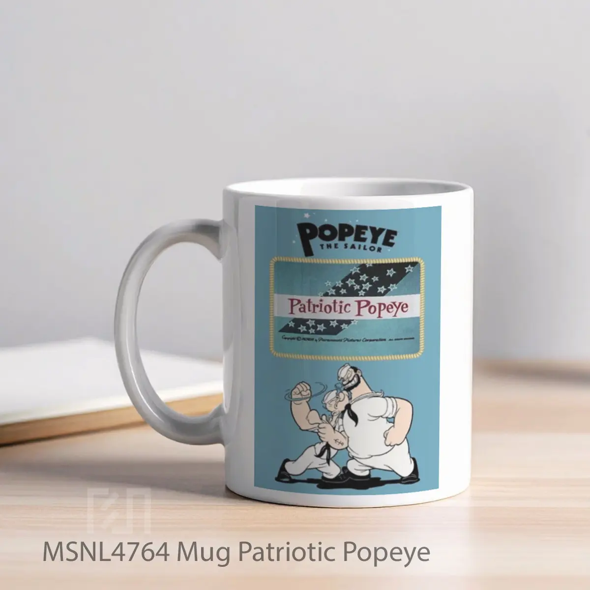 Mug Patriotic Popeye Gelas Keramik Tema Film MSNL4764 - Tampak Kiri