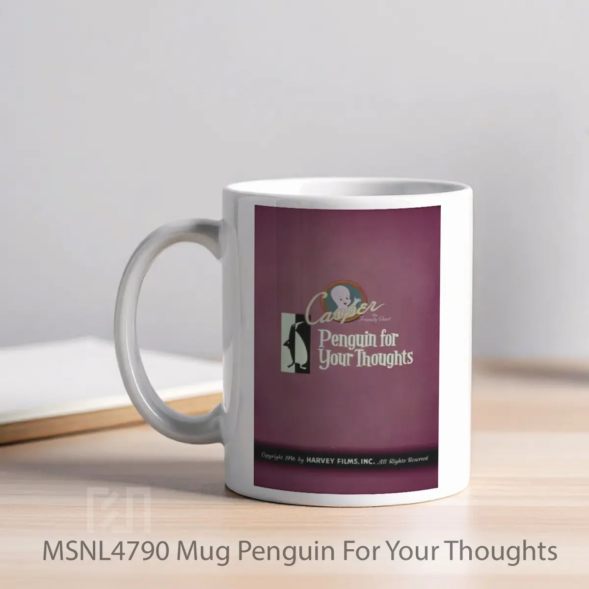 Mug Penguin For Your Thoughts Gelas Keramik Tema Film MSNL4790 - Tampak Kiri