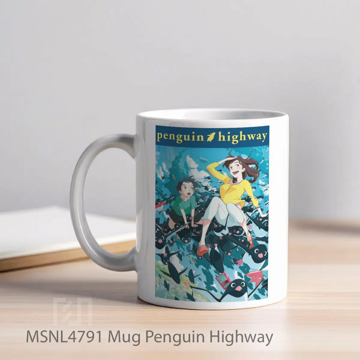 Mug Penguin Highway Gelas Keramik Tema Film MSNL4791 - Tampak Kiri
