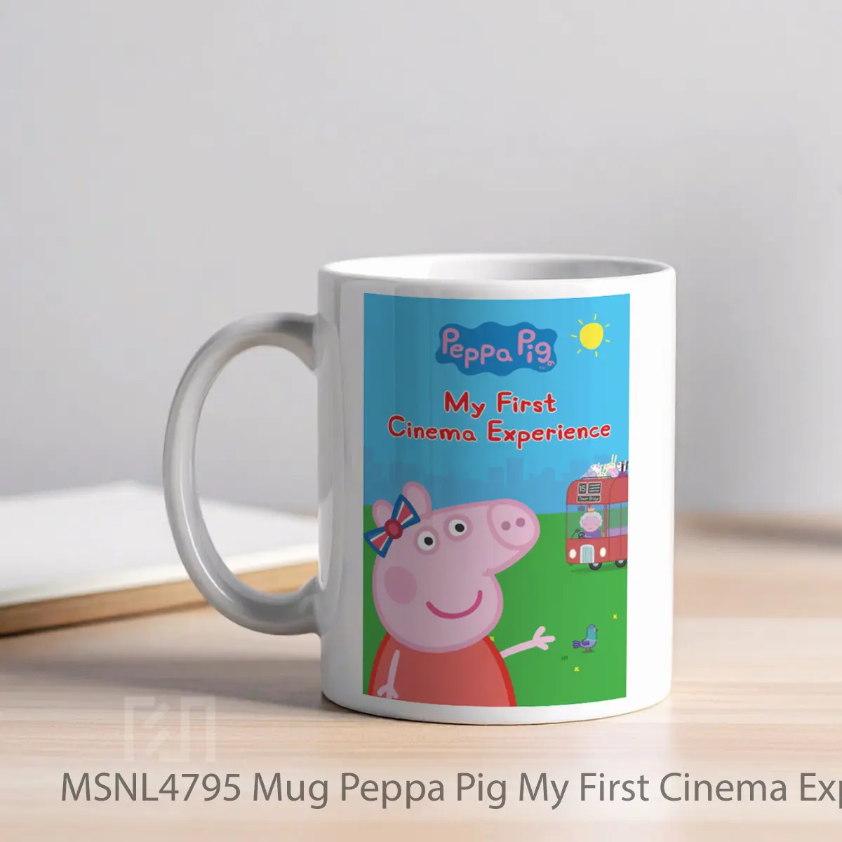 Mug Peppa Pig My First Cinema Experience Gelas Keramik Tema Film MSNL4795 - Tampak Kiri