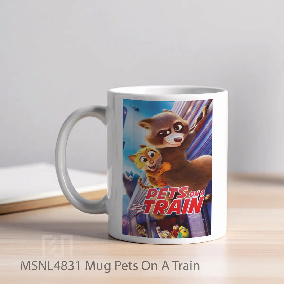 Mug Pets On A Train Gelas Keramik Tema Film MSNL4831 - Tampak Kiri