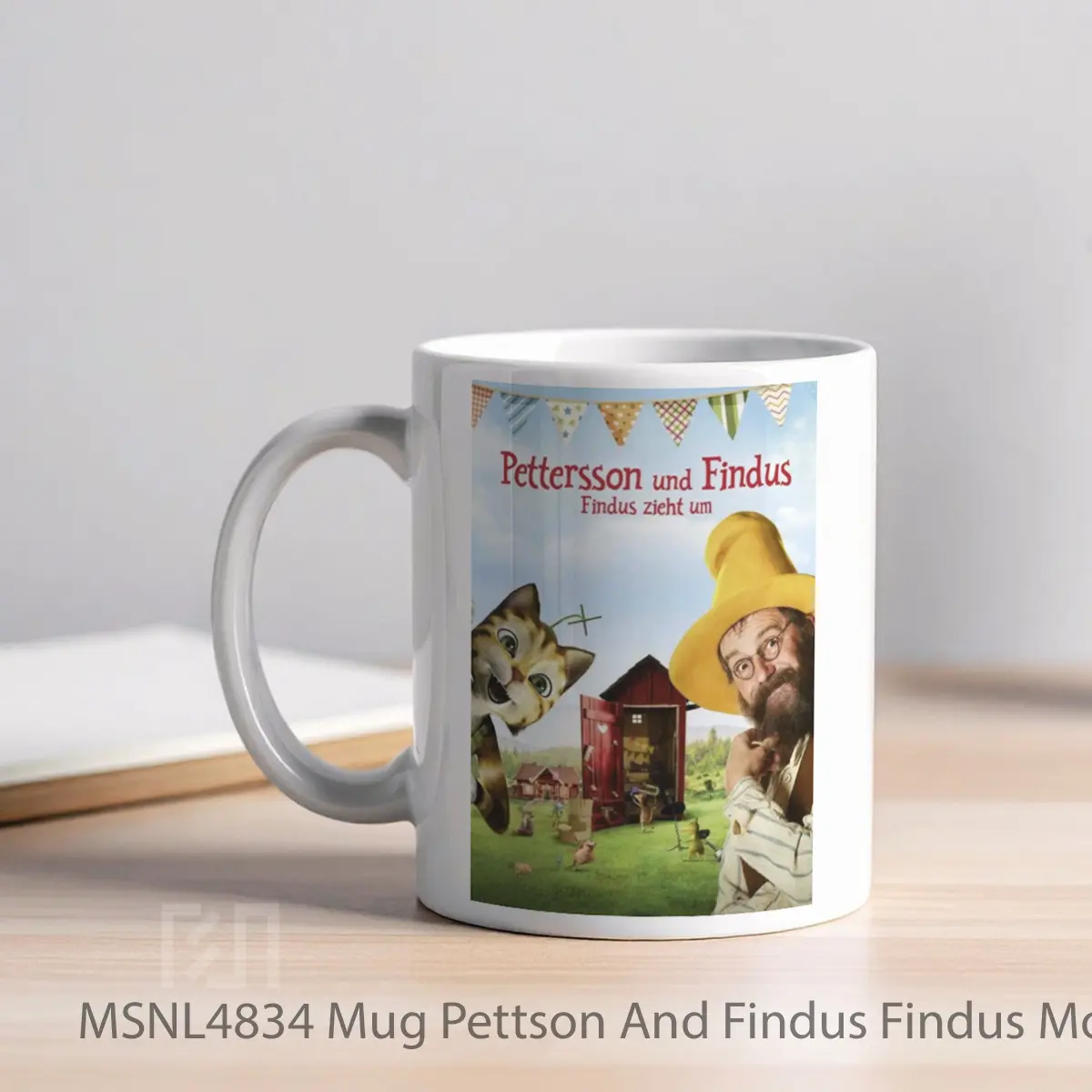 Mug Pettson And Findus Findus Moves House Gelas Keramik Tema Film MSNL4834 - Tampak Kiri