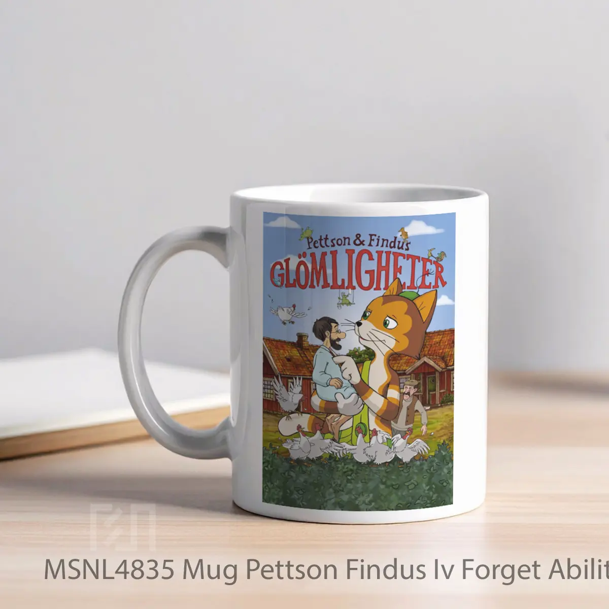 Mug Pettson Findus Iv Forget Abilities Gelas Keramik Tema Film MSNL4835 - Tampak Kiri