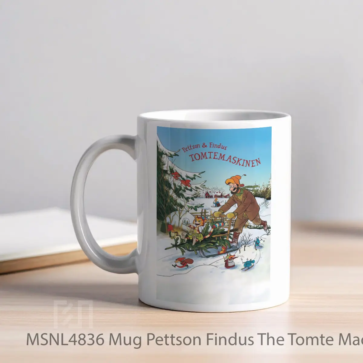 Mug Pettson Findus The Tomte Machine Gelas Keramik Tema Film MSNL4836 - Tampak Kiri
