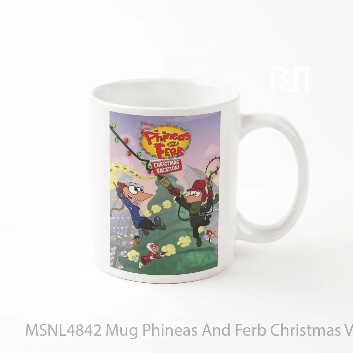 Mug Phineas And Ferb Christmas Vacation Gelas Keramik Tema Film MSNL4842