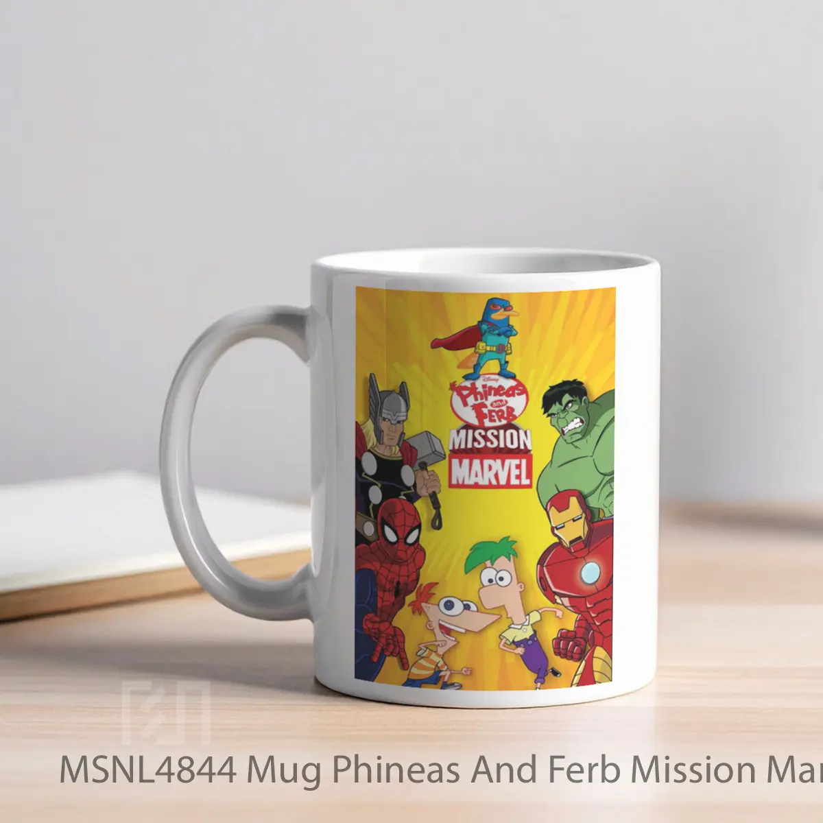 Mug Phineas And Ferb Mission Marvel Gelas Keramik Tema Film MSNL4844 - Tampak Kiri