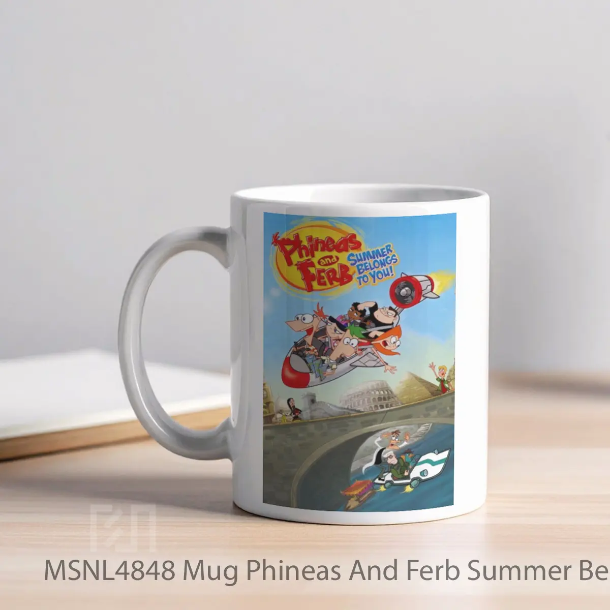 Mug Phineas And Ferb Summer Belongs To You Gelas Keramik Tema Film MSNL4848 - Tampak Kiri