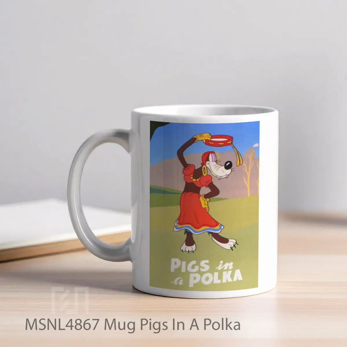 Mug Pigs In A Polka Gelas Keramik Tema Film MSNL4867 - Tampak Kiri