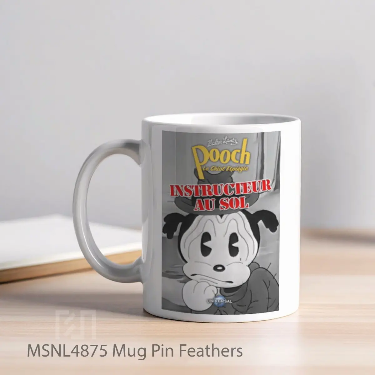 Mug Pin Feathers Gelas Keramik Tema Film MSNL4875 - Tampak Kiri