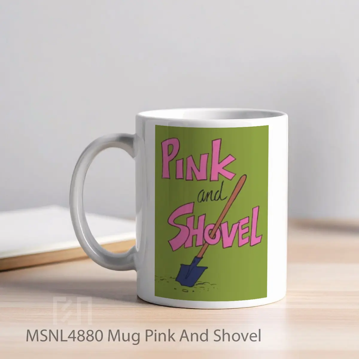 Mug Pink And Shovel Gelas Keramik Tema Film MSNL4880 - Tampak Kiri
