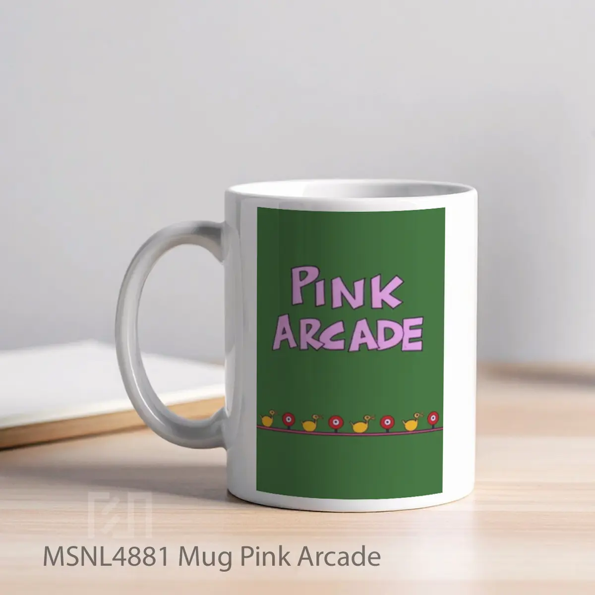 Mug Pink Arcade Gelas Keramik Tema Film MSNL4881 - Tampak Kiri